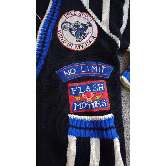 VTG Womens 80’s A’Milano Sweater Cardigan Motorcycle Colorful Boho Grunge Sz M - Picture 4 of 8